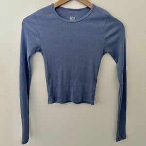 Blue Ribbed Long Sleeve Shirt